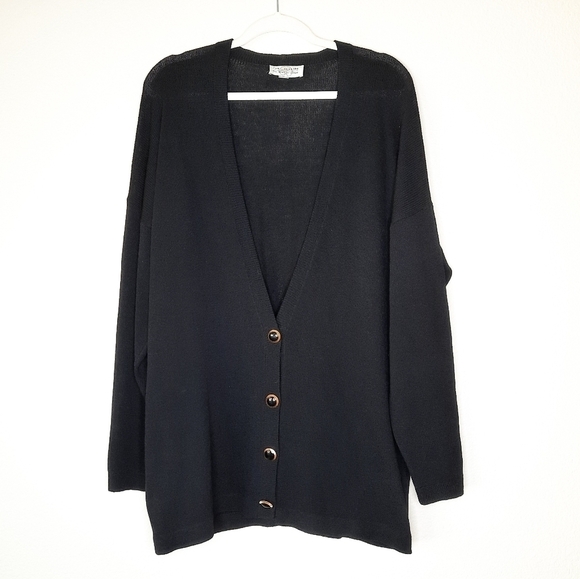 St. John Black Deep V Cardigan - Picture 1 of 5